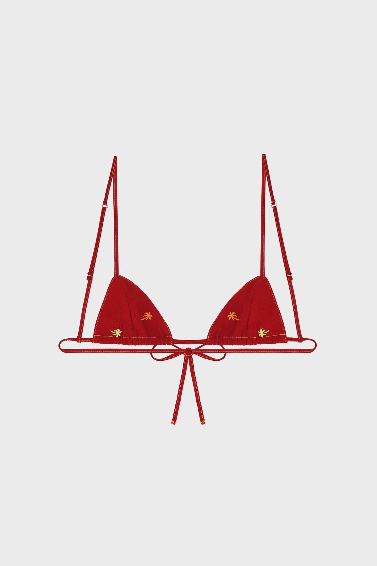 PALM EMBROIDERED TRIANGLE BIKINI TOP