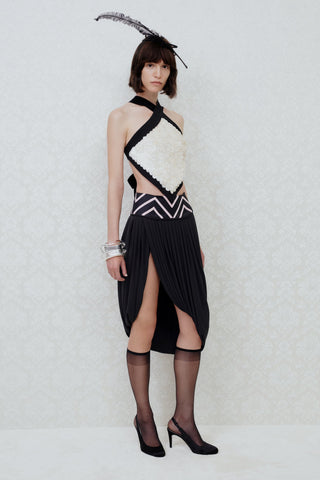 PEARL-EMBROIDERED TOP IN MESH