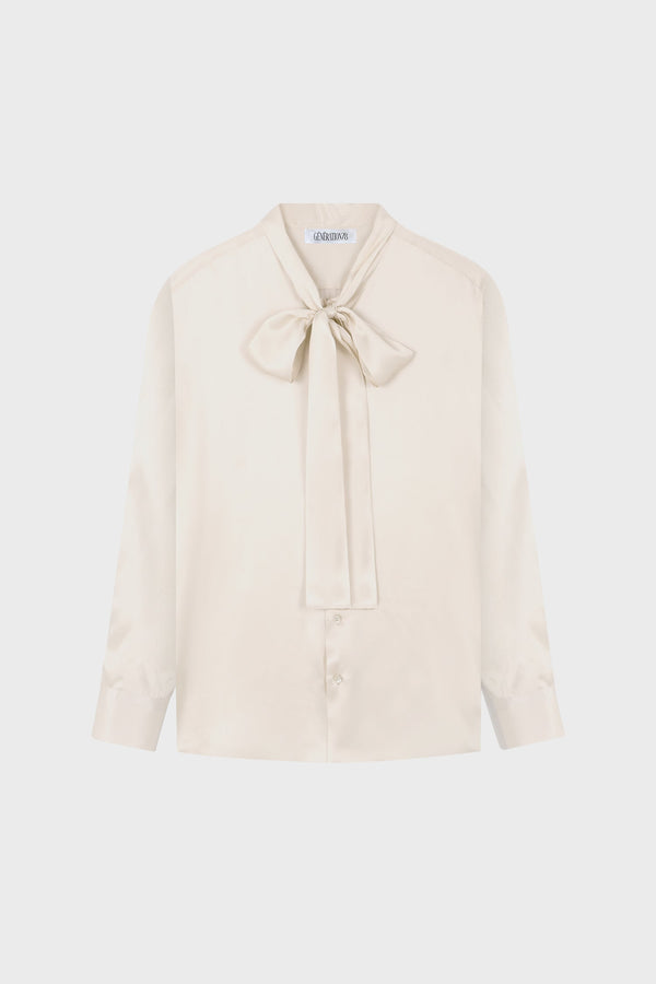 PUSSY-BOW SHIRT IN SILK