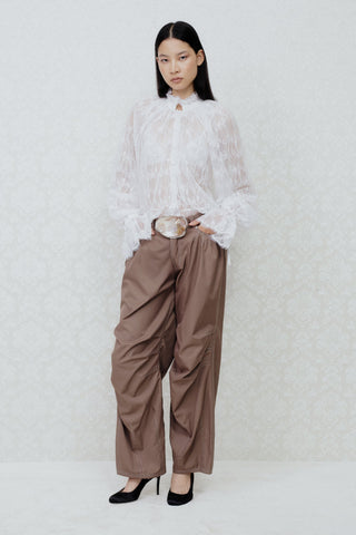 TAILORED RUFFLED SHIRT IN LACE