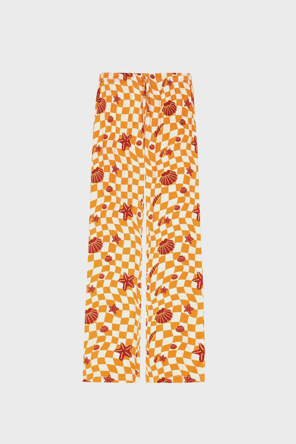 SEASHELL PRINT STRAIGHT-LEG PANTS