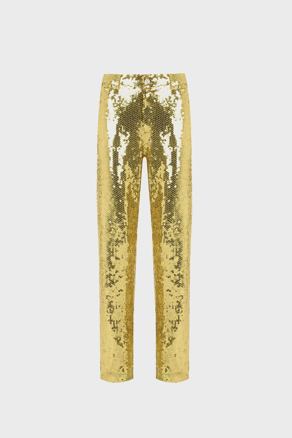 SEQUINED STRAIGHT-LEG PANTS