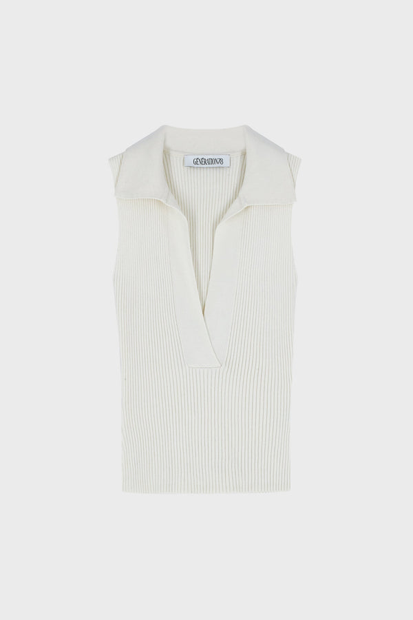 SLEEVELESS RIBBED-KNIT TOP IN VISCOSE