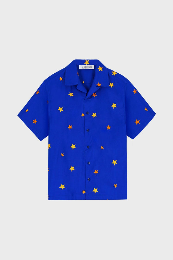 STAR EMBROIDERED CAMP-COLLAR SHIRT IN COTTON