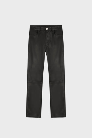 STRAIGHT-LEG BLACK LEATHER PANTS GENERATION78
