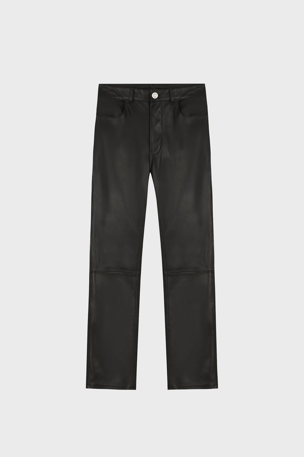 STRAIGHT-LEG BLACK PANTS IN LAMBSKIN