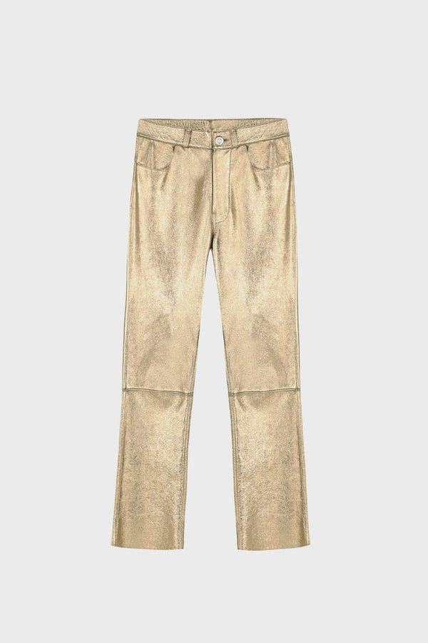 STRAIGHT-LEG GOLD PANTS IN LAMBSKIN