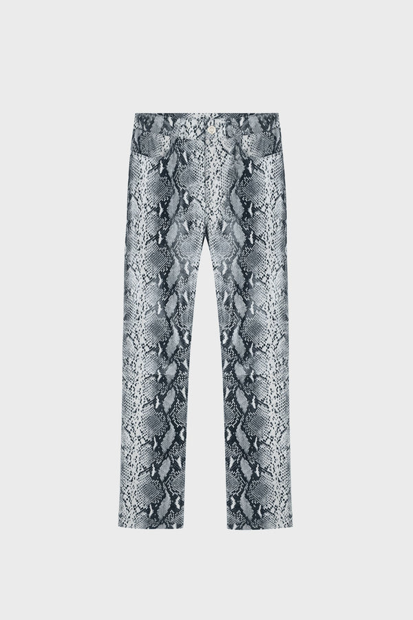 STRAIGHT-LEG SNAKE-PRINT PANTS LAMBSKIN