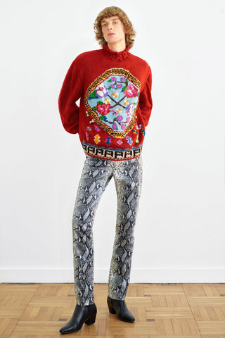 STRAIGHT-LEG SNAKE-PRINT LEATHER PANTS GENERATION78