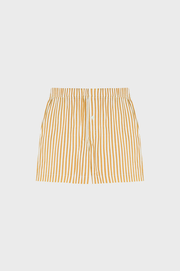STRIPED STRAIGHT-LEG SHORTS IN COTTON-POPLIN