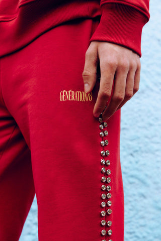 STUD EMBELLISHED WIDE-LEG SWEATPANTS GENERATION78