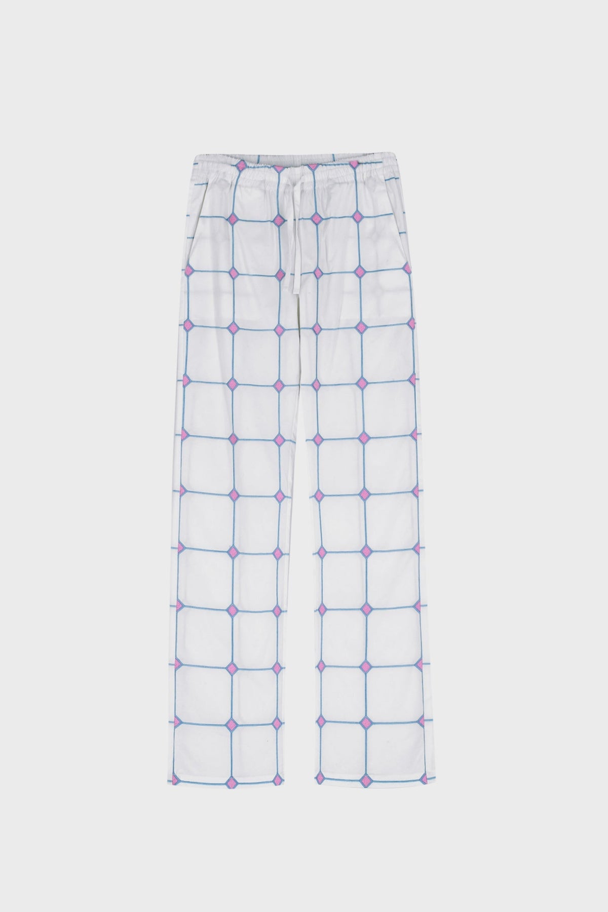 TILE EMBROIDERED STRAIGHT-LEG PANTS