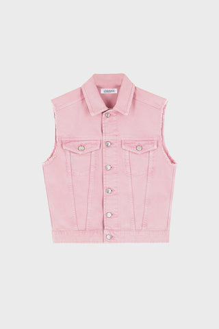 TRUCKER VEST IN ACID-WASH DENIM GENERATION78