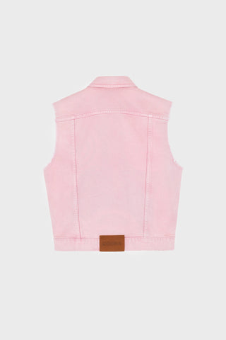 TRUCKER VEST IN ACID-WASH DENIM GENERATION78