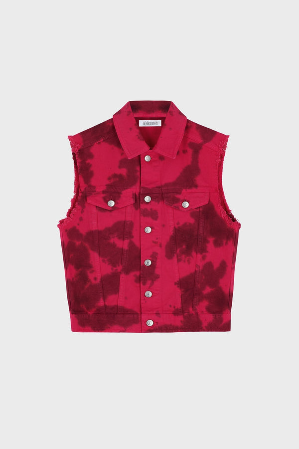 TRUCKER VEST IN TIE-DYE DENIM