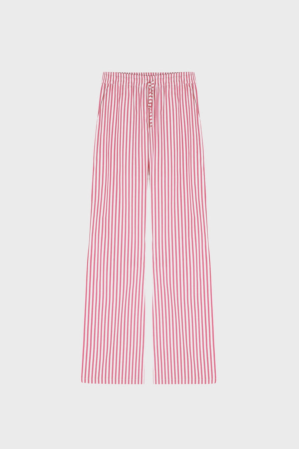 STRIPED WIDE-LEG PANTS IN COTTON-POPLIN