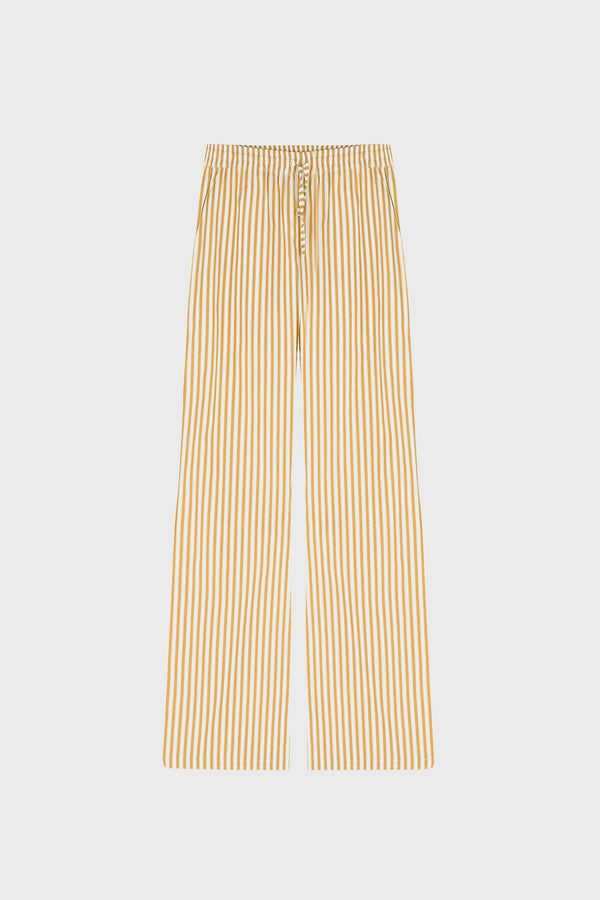 STRIPED WIDE-LEG PANTS IN COTTON-POPLIN